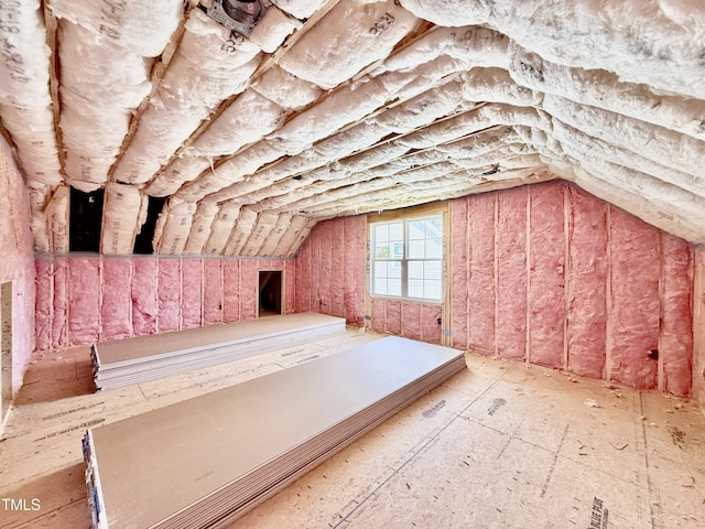 view of unfinished attic