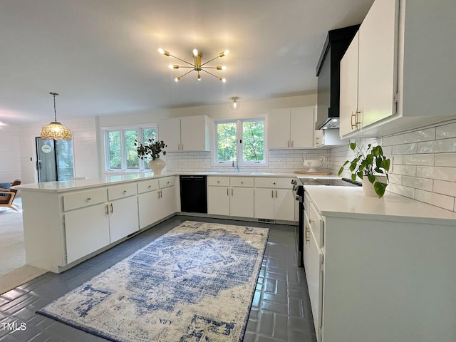 kitchen featuring white cabinetry, dishwasher, plenty of natural light, and electric range