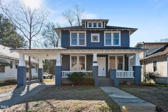 view of front of property with covered porch