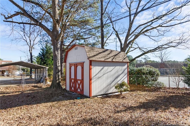 view of outbuilding featuring a carport