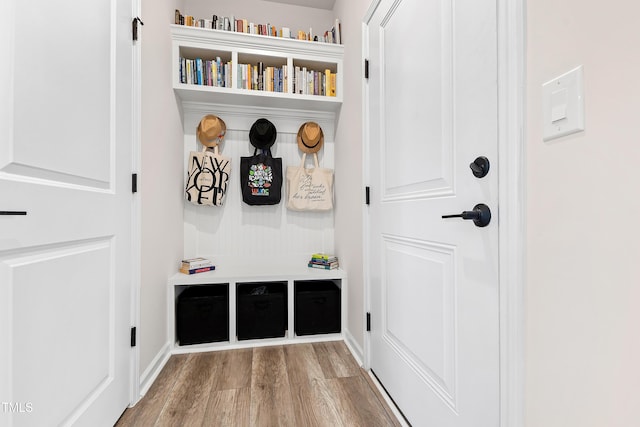 mudroom featuring light hardwood / wood-style flooring