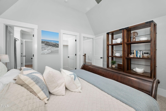 bedroom with vaulted ceiling