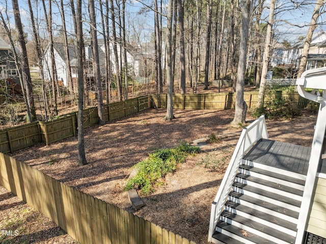 view of yard featuring a fenced backyard