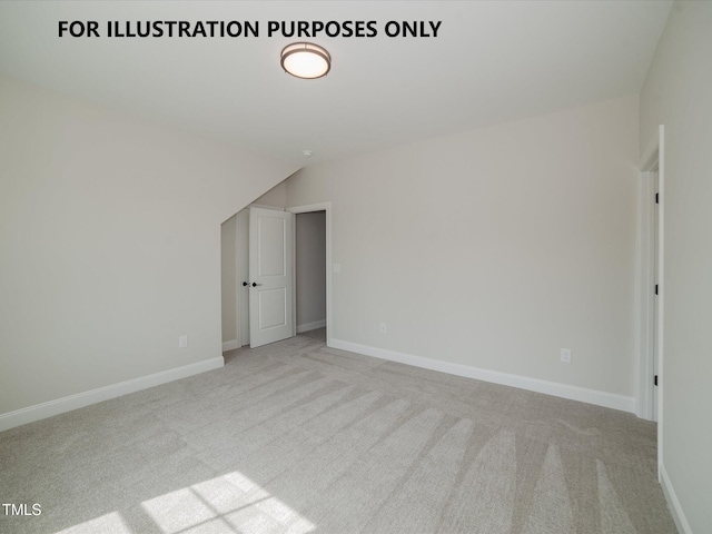 carpeted empty room featuring lofted ceiling