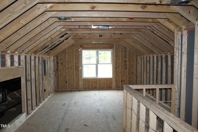 view of unfinished attic