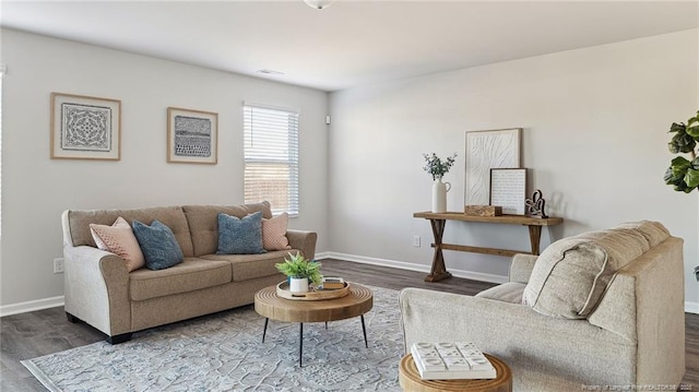 living room with hardwood / wood-style flooring