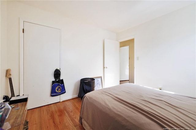 bedroom with wood-type flooring