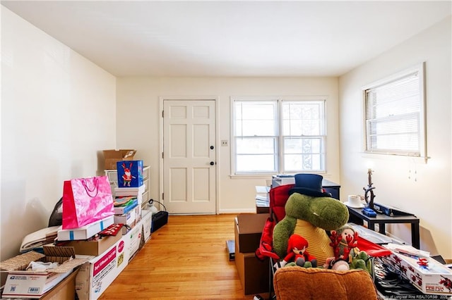 recreation room featuring light hardwood / wood-style flooring