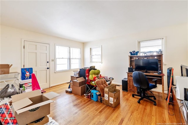 office space featuring hardwood / wood-style floors