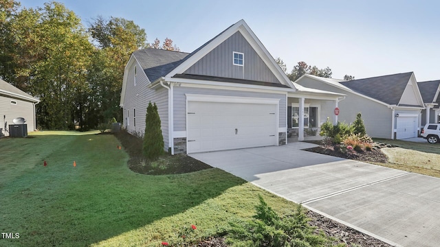 view of front of property featuring a front lawn and central AC unit