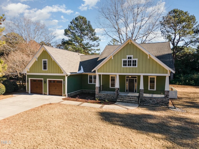 craftsman-style home with covered porch