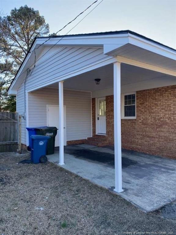 view of patio with a carport