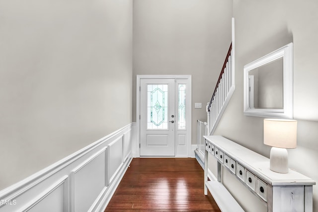 entryway featuring dark wood-type flooring