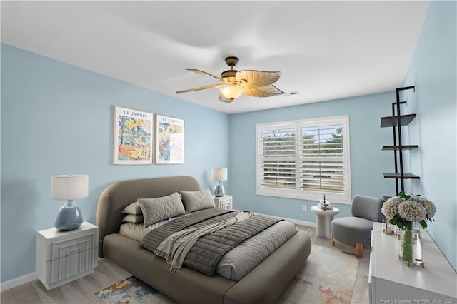 bedroom featuring ceiling fan