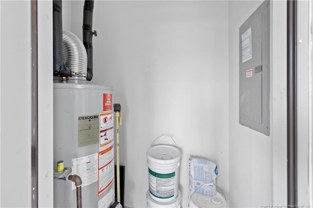 utility room with water heater