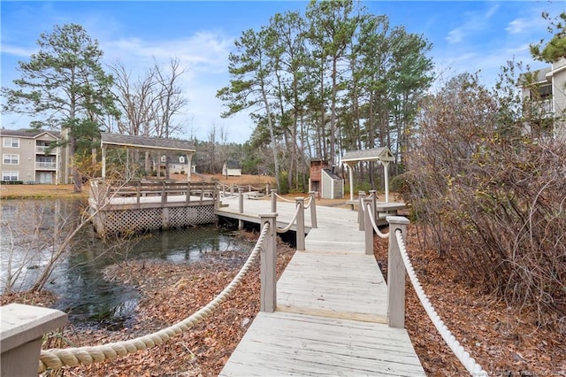 dock area featuring a water view