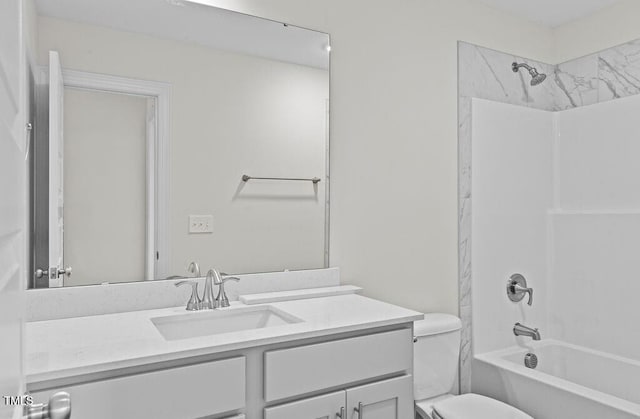 full bathroom with vanity, shower / bathing tub combination, and toilet