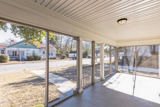 view of unfurnished sunroom