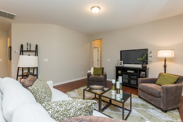 living room with hardwood / wood-style floors