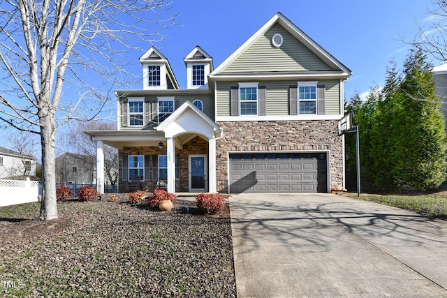 view of front of house with a garage