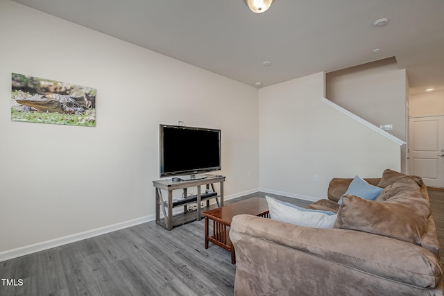 living room with hardwood / wood-style floors