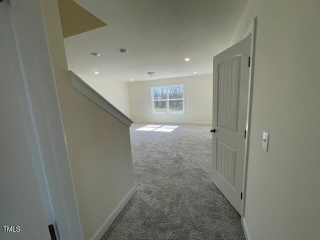 85 N Stagecoach Dr, Wendell, NC 27591 - corridor featuring carpet flooring, baseboards, and recessed lighting