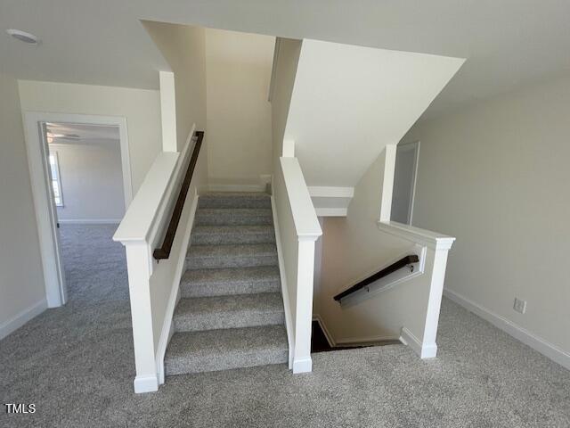 85 N Stagecoach Dr, Wendell, NC 27591 - staircase with carpet and baseboards