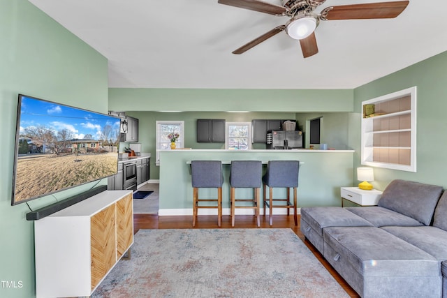 living room with hardwood / wood-style flooring