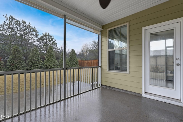 view of unfurnished sunroom