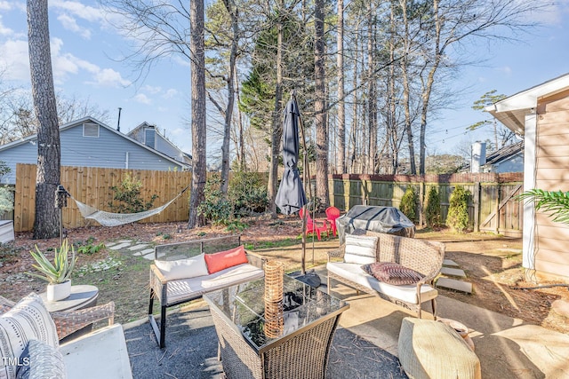 view of patio / terrace featuring an outdoor hangout area