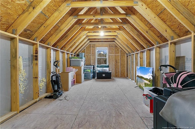 view of unfinished attic