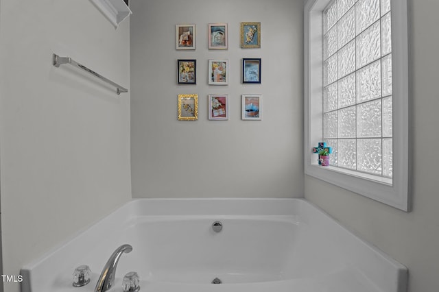 bathroom featuring a garden tub