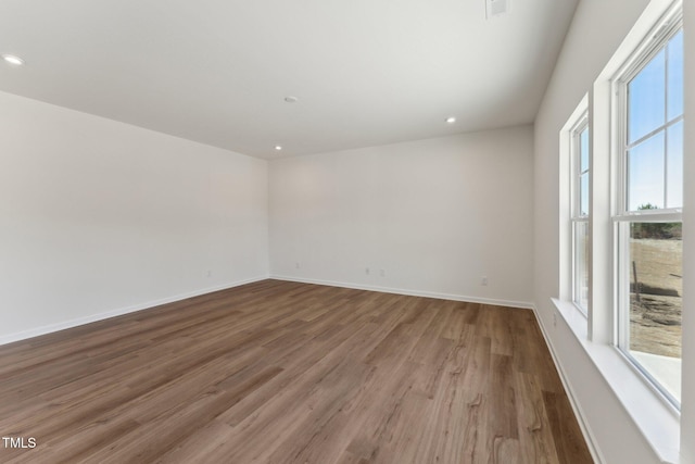 spare room featuring wood-type flooring