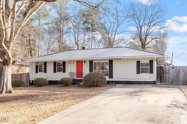 view of single story home