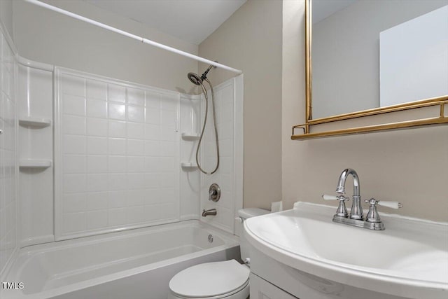 full bathroom with sink, shower / bathtub combination, and toilet