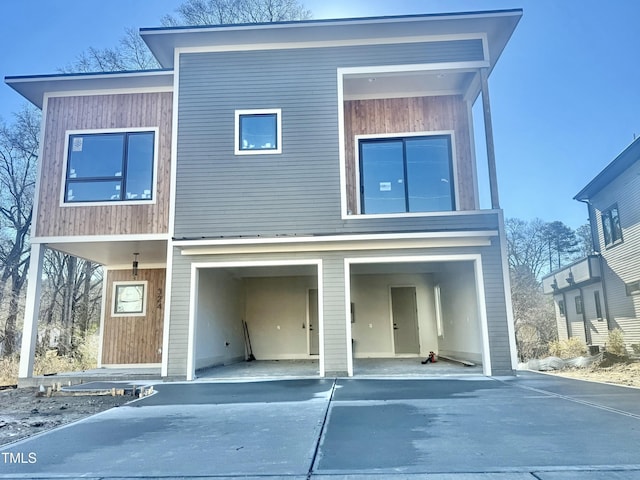 contemporary house featuring a garage