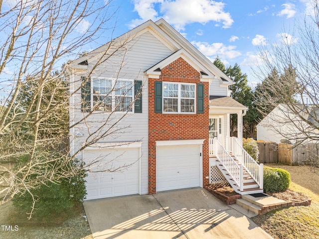 view of front of property with a garage