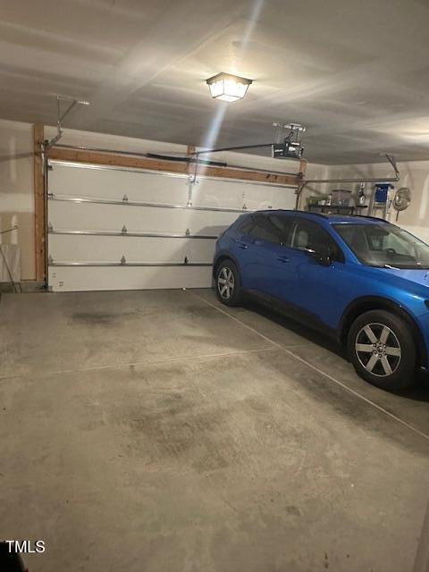 garage with a garage door opener