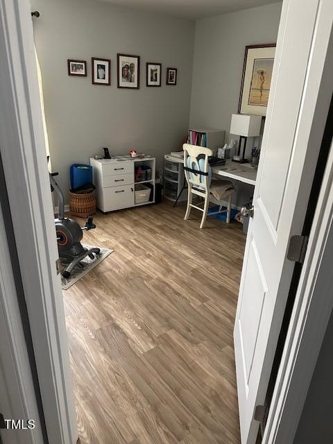 office space featuring hardwood / wood-style floors