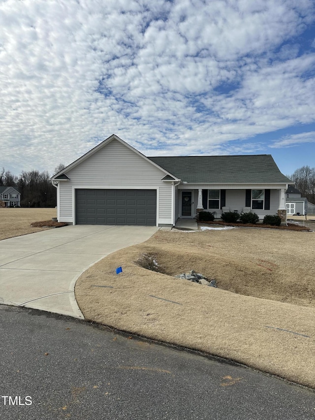 single story home featuring a garage