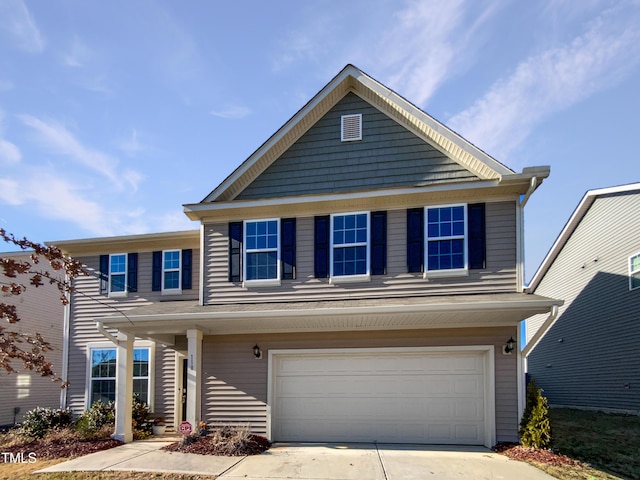 view of front facade featuring a garage