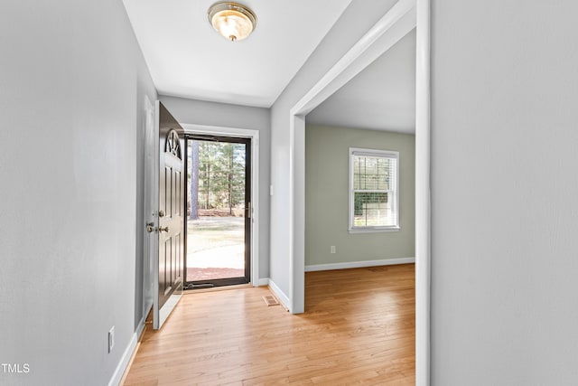 entryway with light wood-type flooring