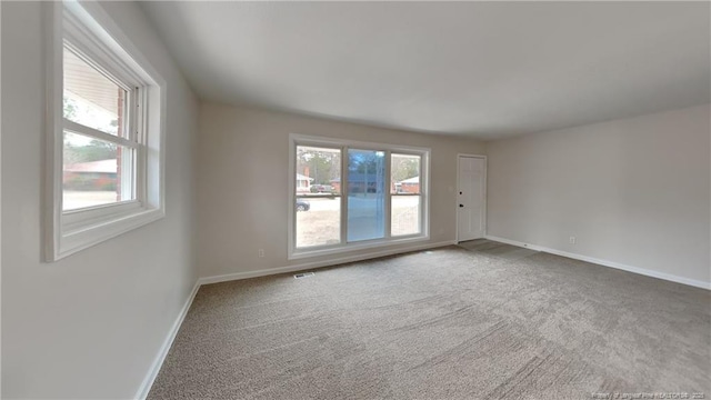 unfurnished room featuring carpet and a healthy amount of sunlight