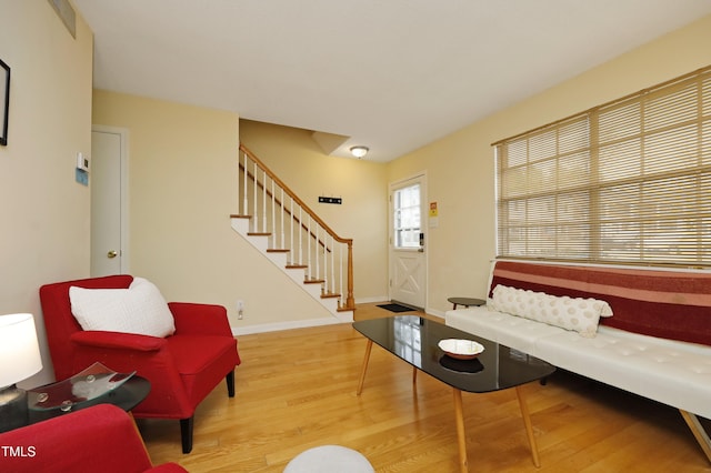 living room with hardwood / wood-style flooring