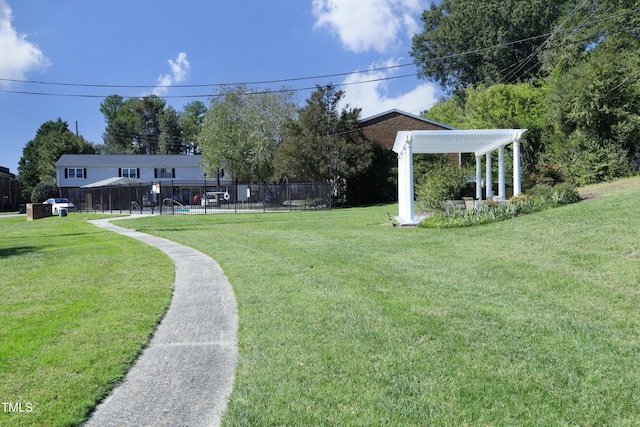 view of yard with a pergola