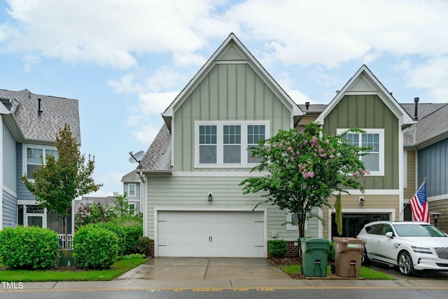 view of front of property with a garage