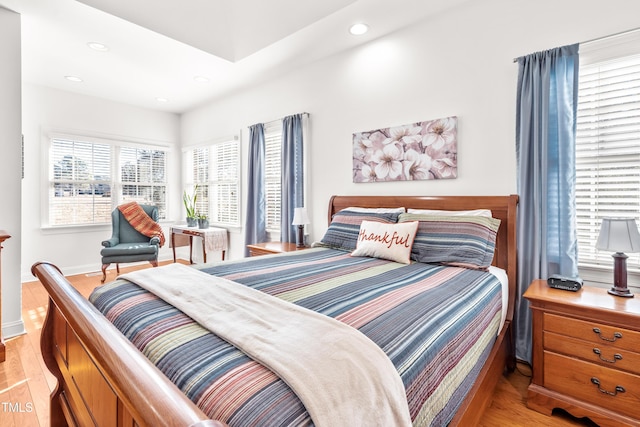 bedroom featuring light hardwood / wood-style floors