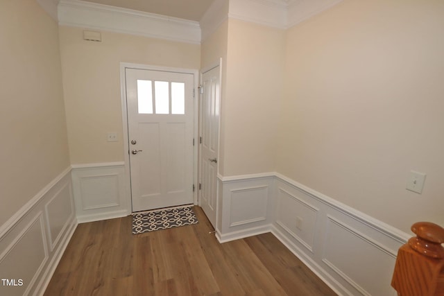 doorway to outside featuring hardwood / wood-style flooring