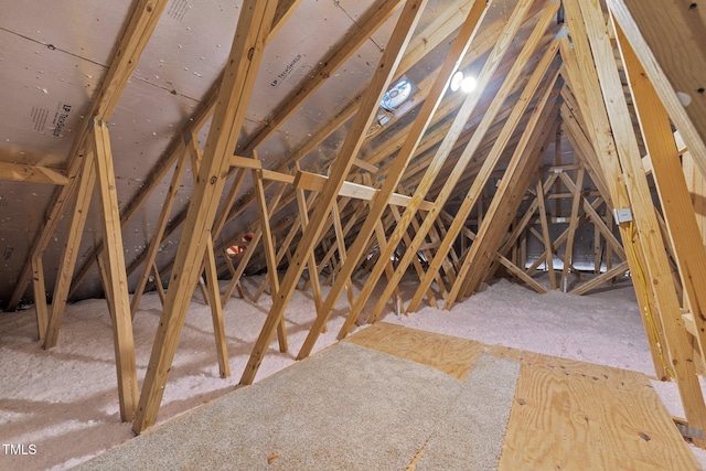 view of unfinished attic