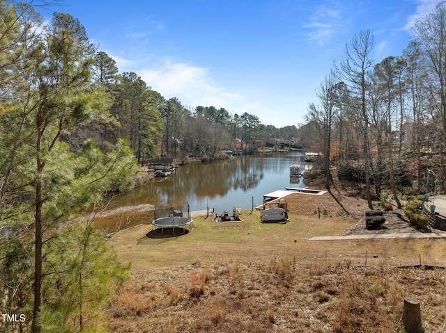 water view with a boat dock